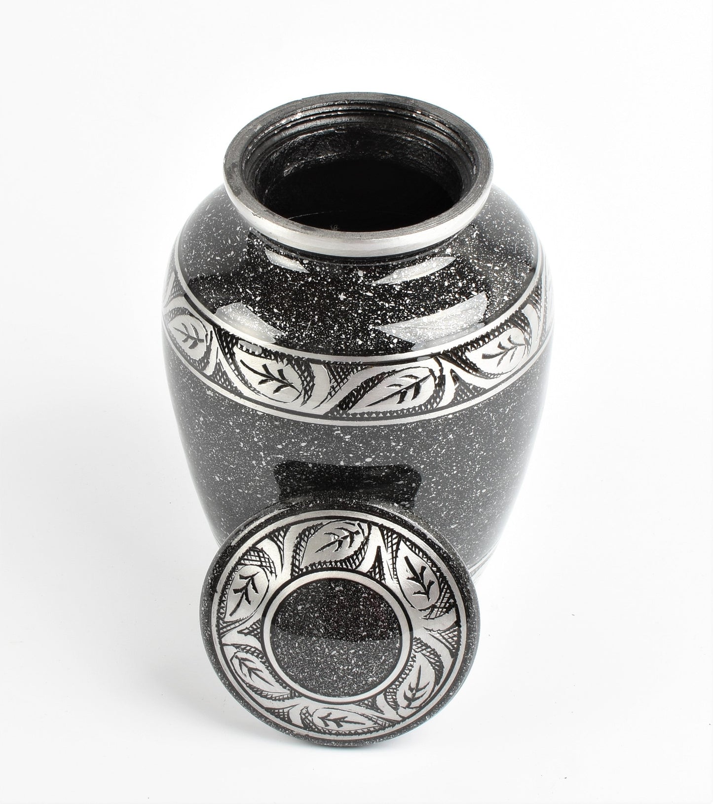 Grey-Black Silver Marble Pattern Medium-Small Urn