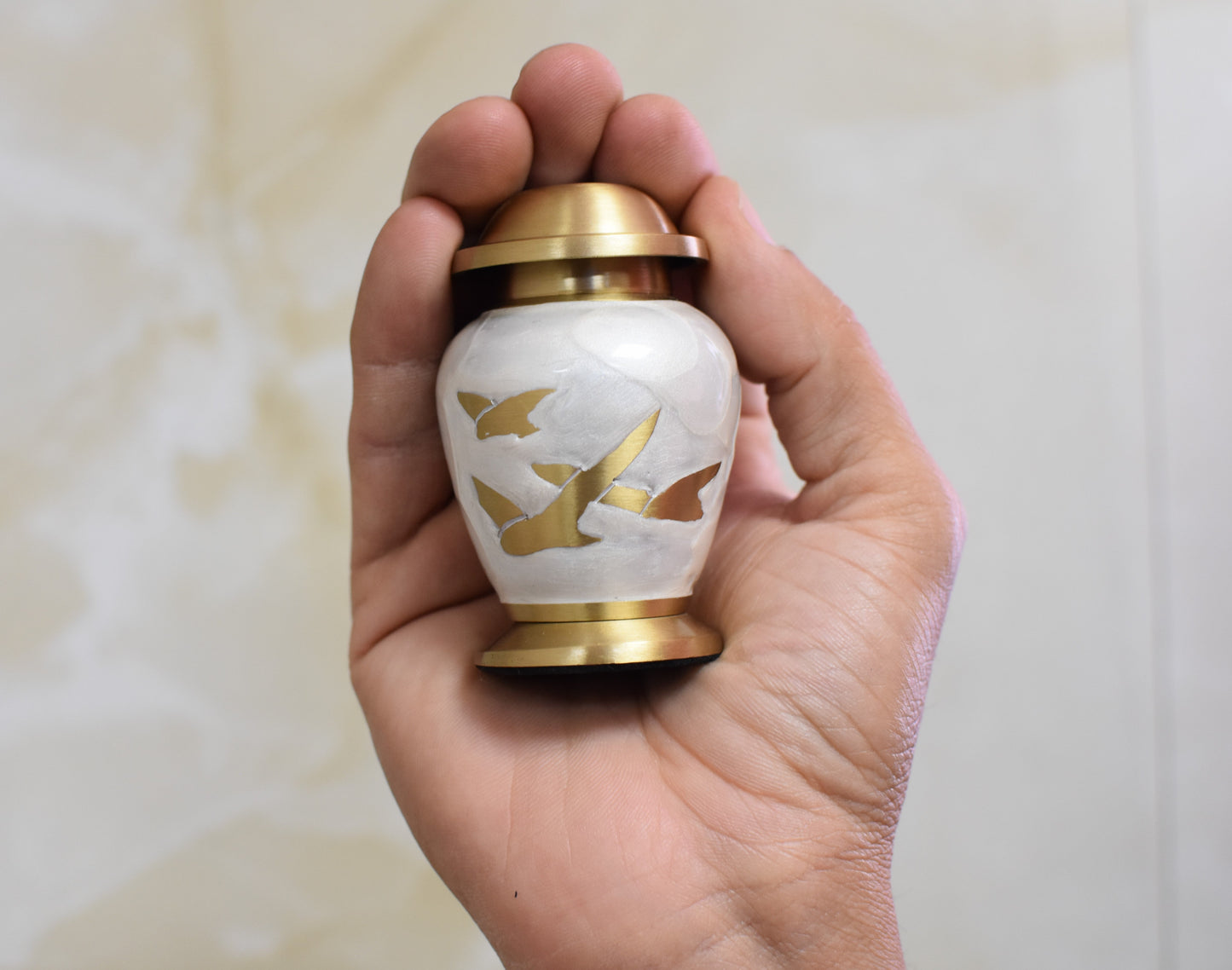 Pearl White Flying Birds Keepsake