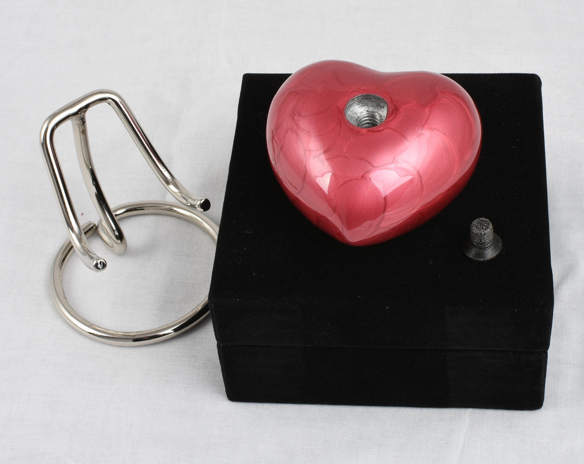 Red Aluminium Heart Keepsake With Box & Stand