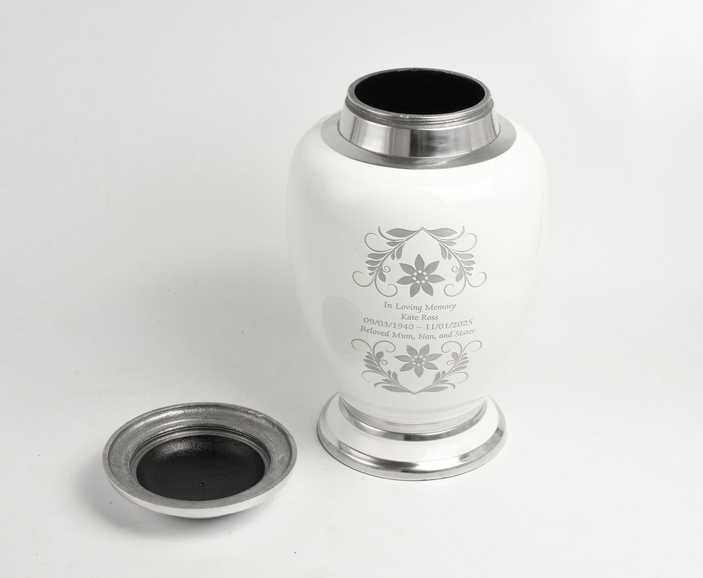 Adult Flower Motif White Urn
