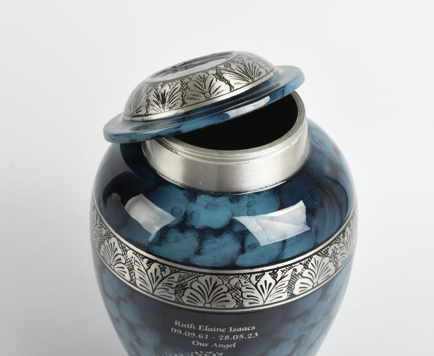 Blue Cloud Cremation Urn – Hand Crafted Aluminium Adult Memorial Urn