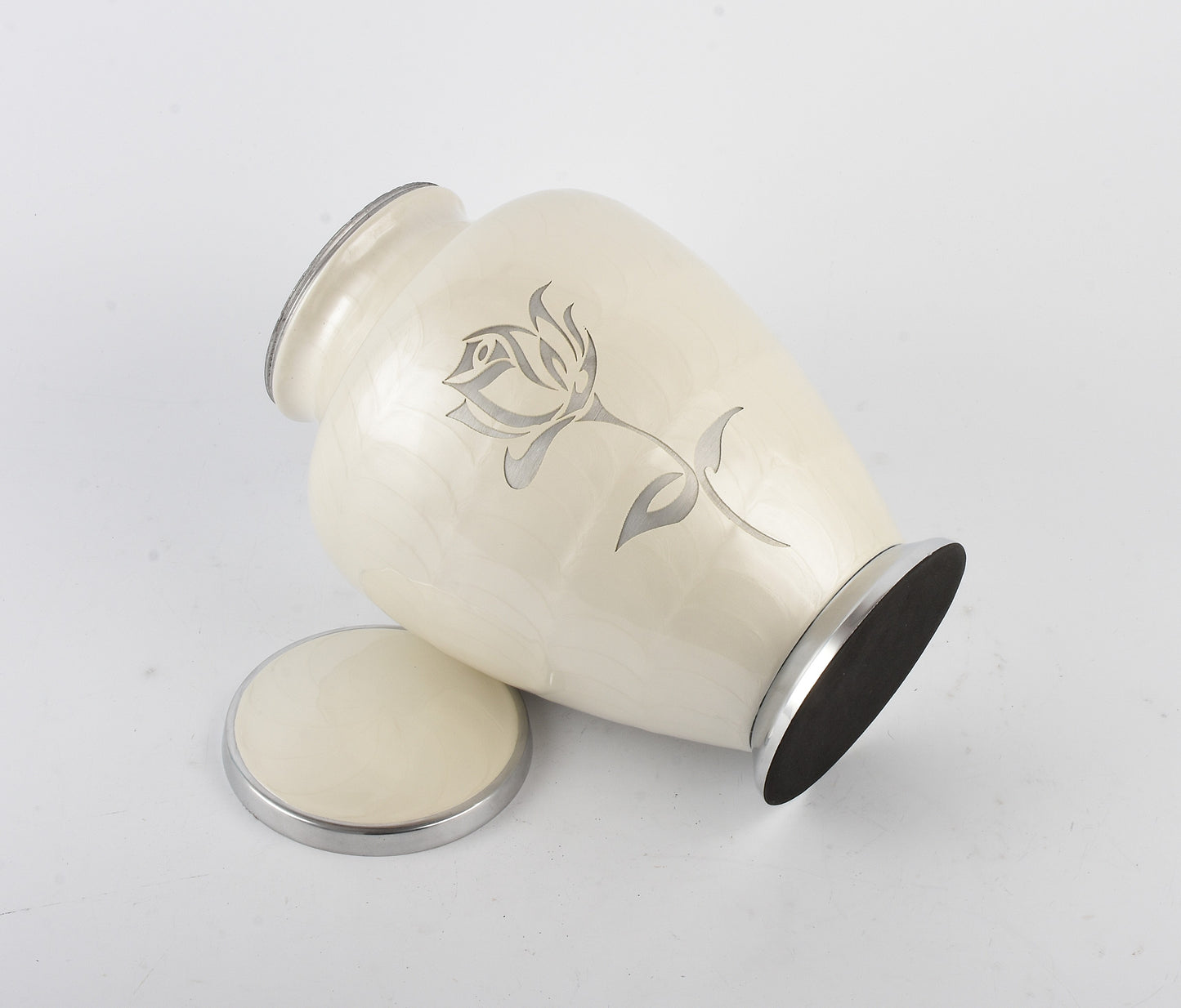 White & Silver Rose Cremation Urn