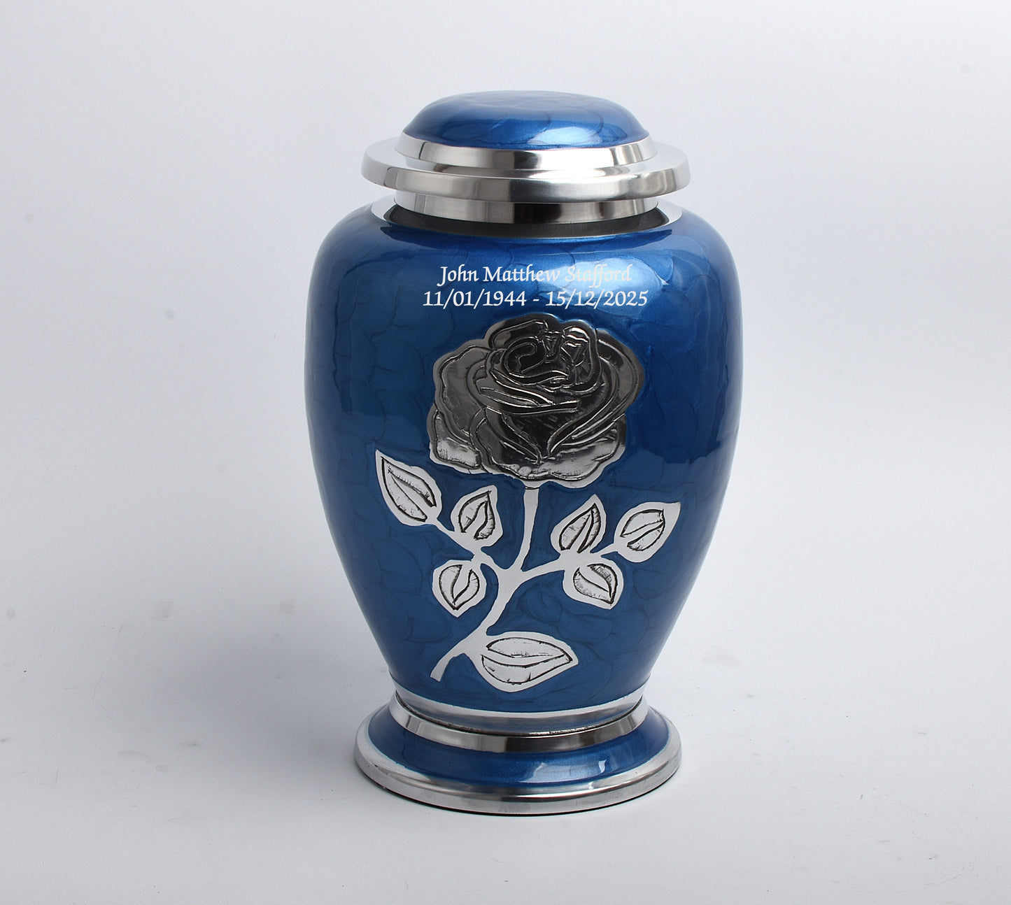 Blue Rose Flower Cremation Urn Dove Design