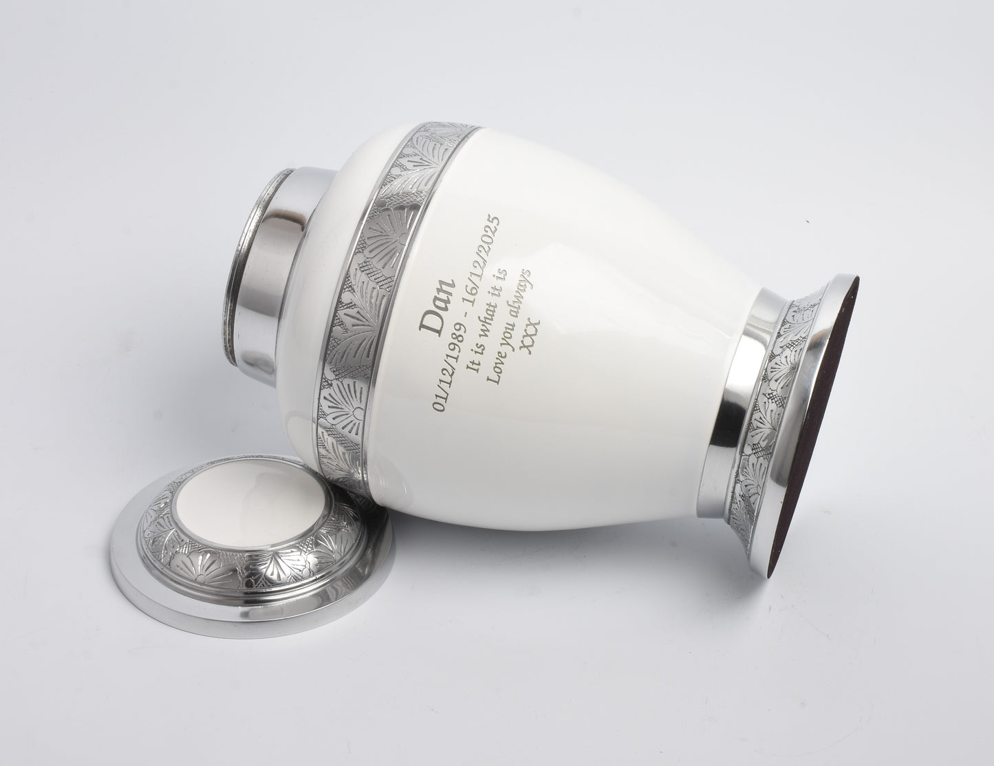 White & Silver Aluminium Dove Cremation Urn