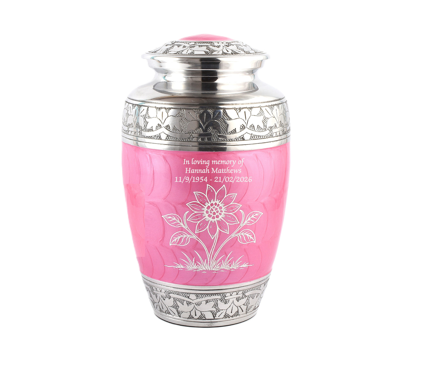 Pink With Flower Cremation Urn