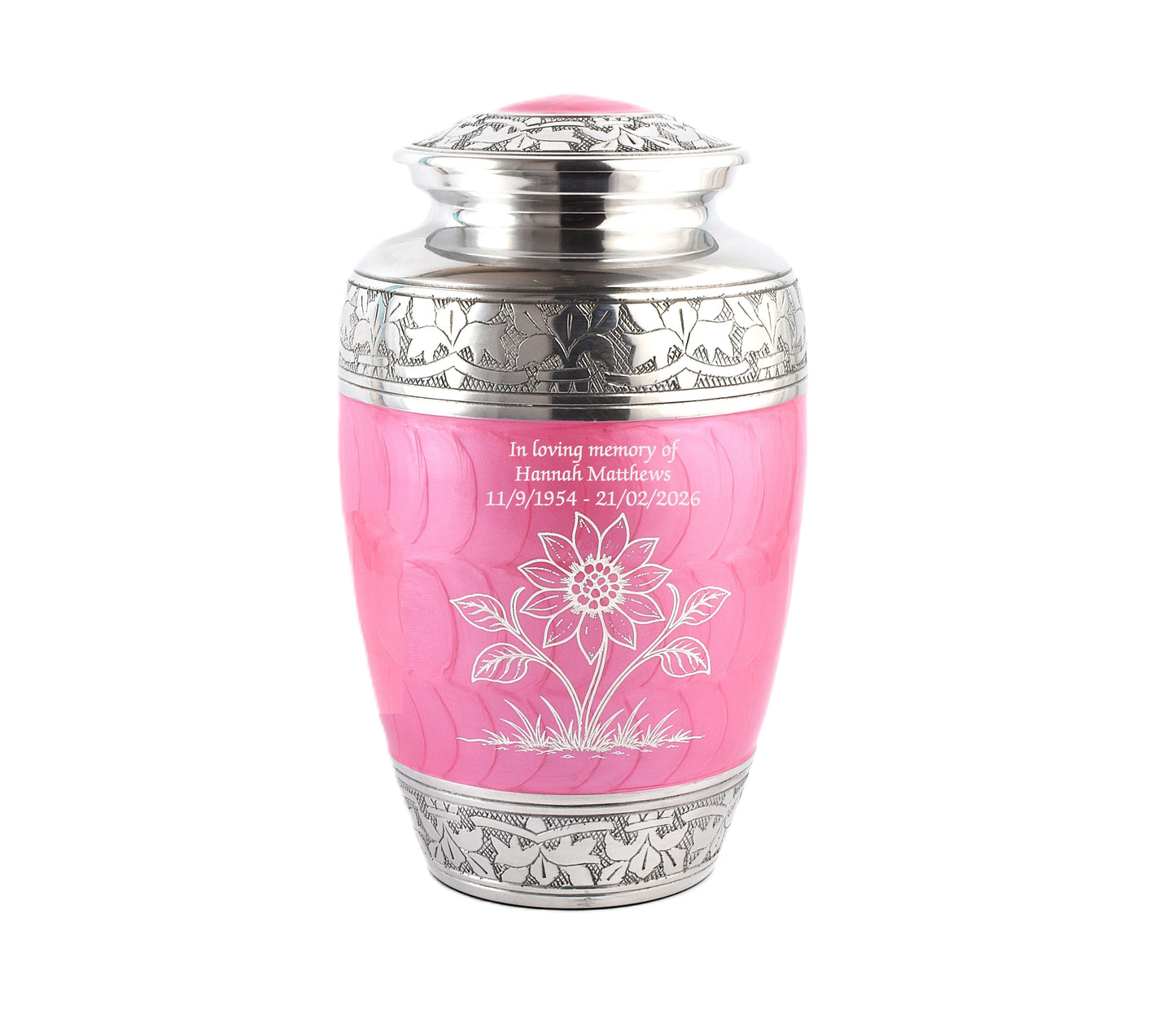 Pink With Flower Cremation Urn