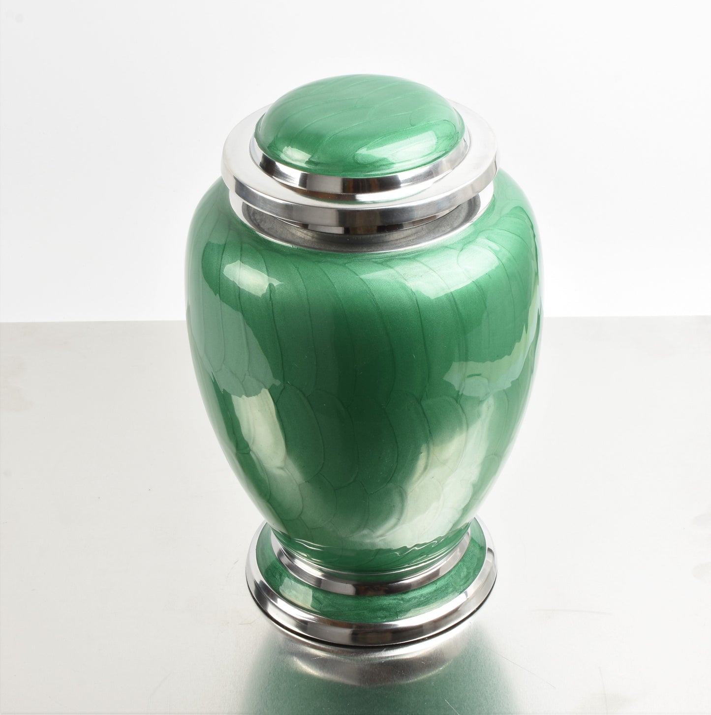 green and Silver Dove Shape Urn