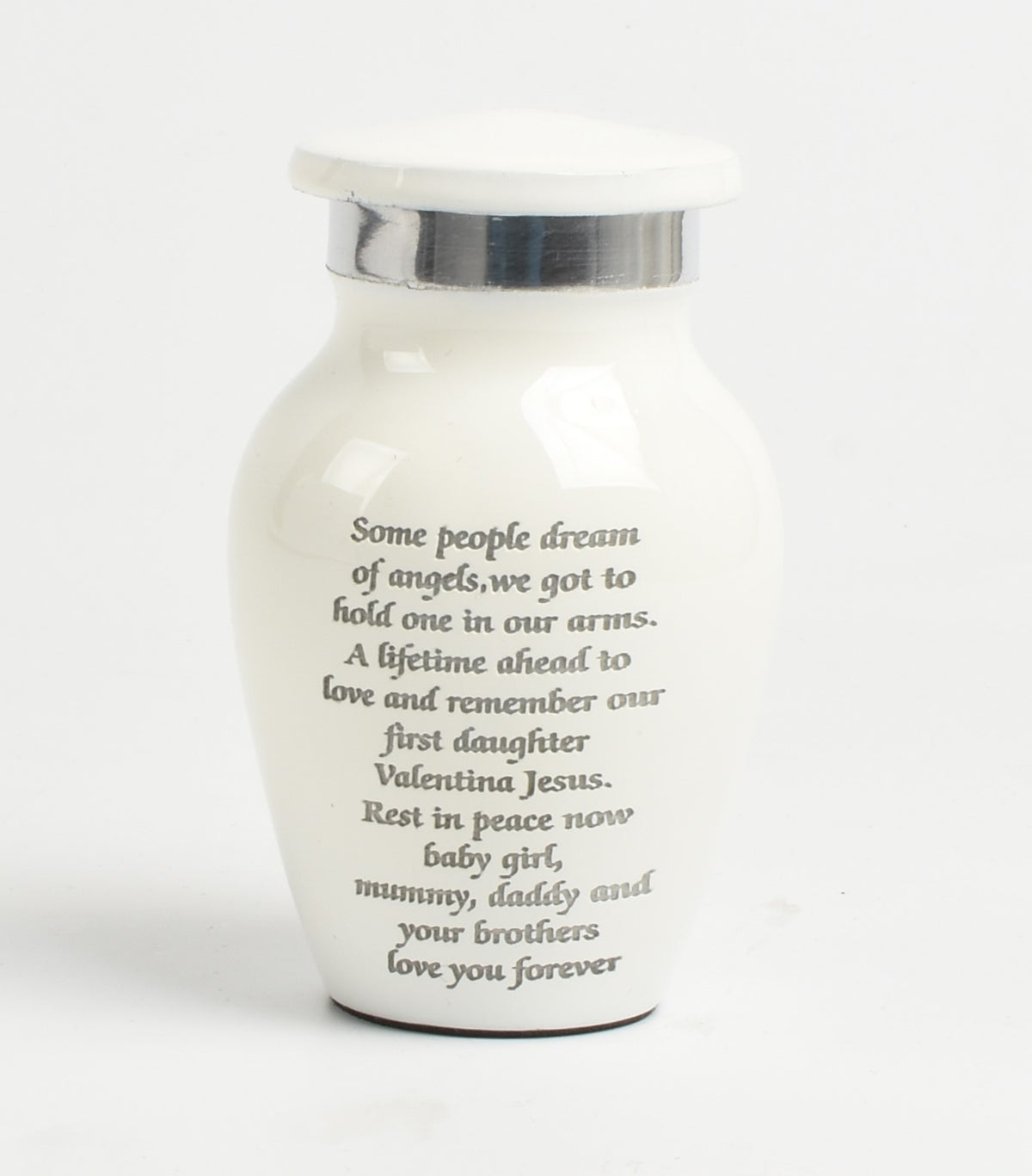 Solid White Angel Wings Keepsake Cremation Urn