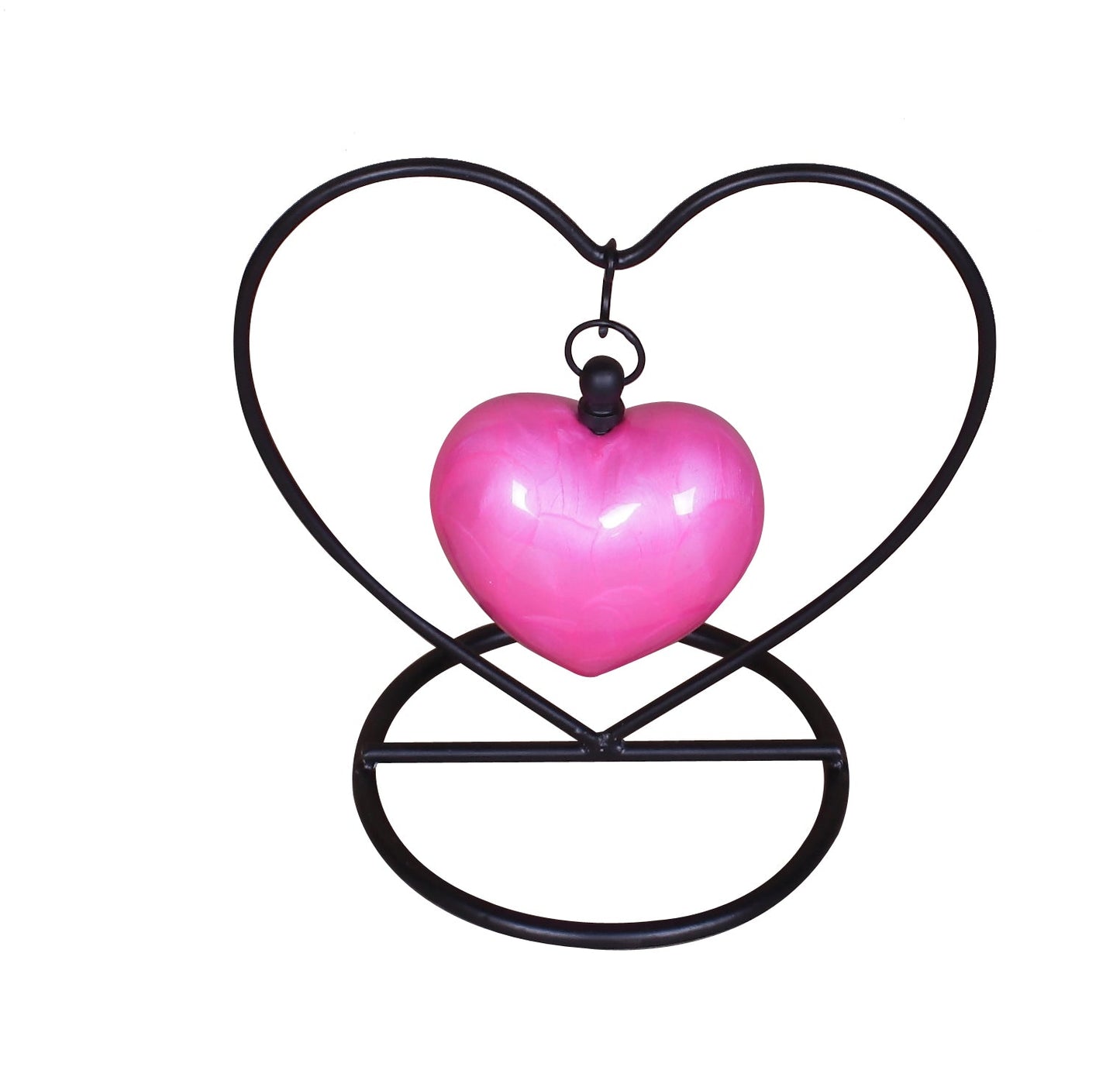 White Heart In Heart Keepsake With Funnel, Stand & Box NEW