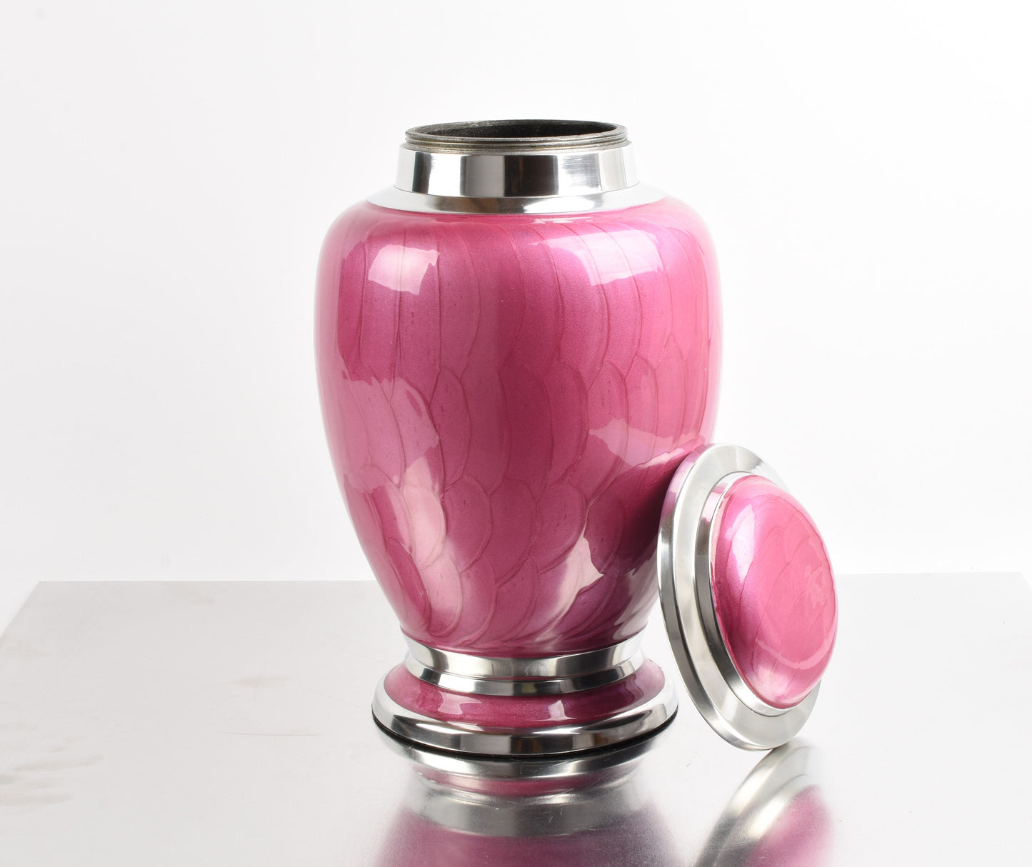 Pink and Silver Dove Shape Urn