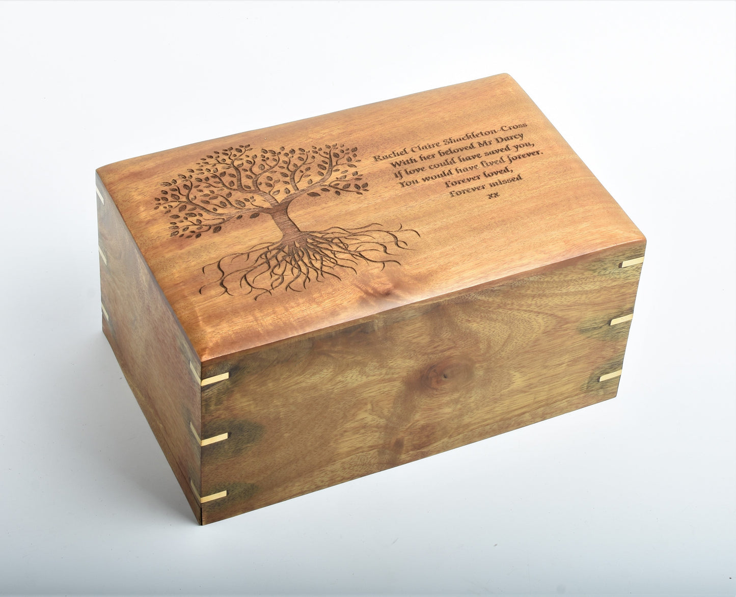 Extra Large Double Capacity Solid Wood Tree Of Life Casket