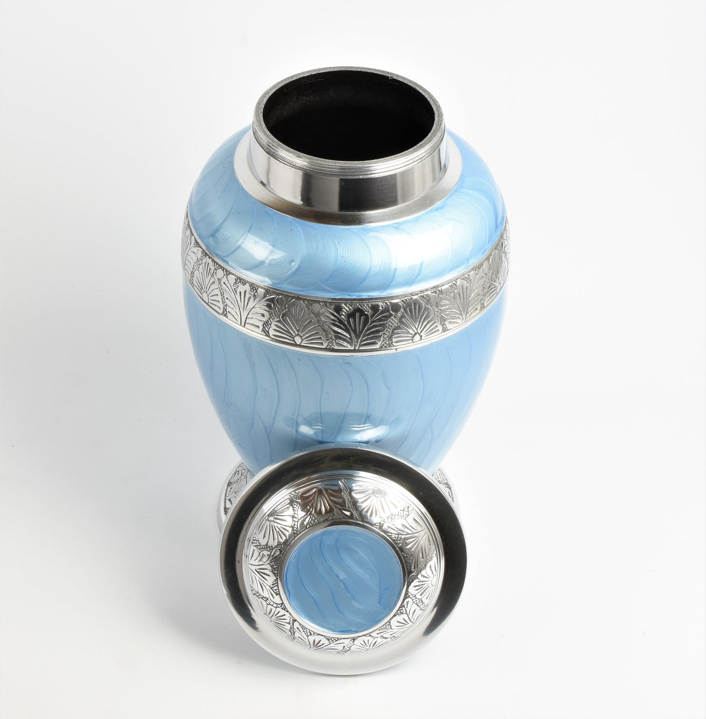 Sky Blue & Silver Aluminium Dove Cremation Urn