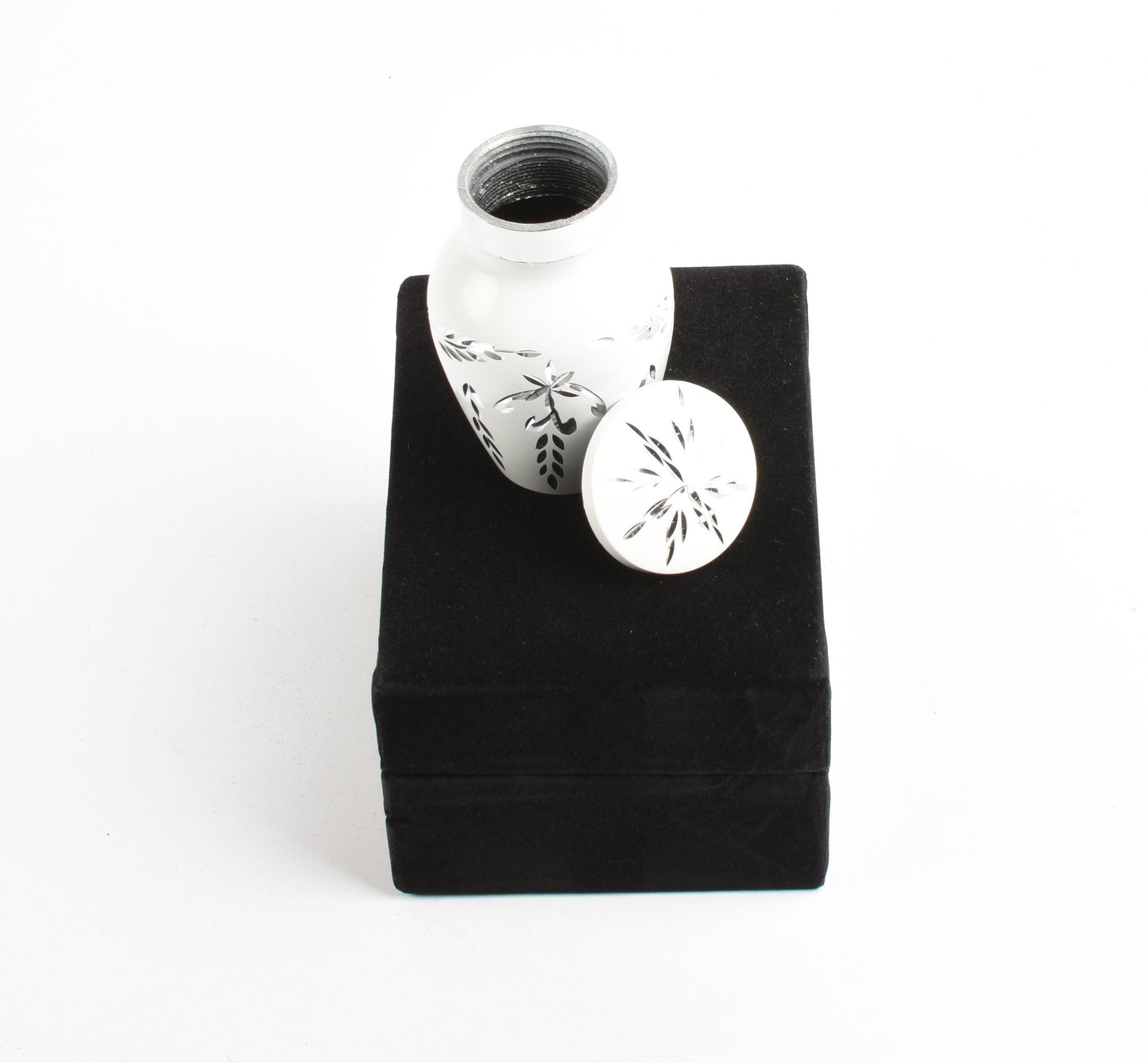 Mini Keepsake Cremation Urn White & Silver Diamond Style