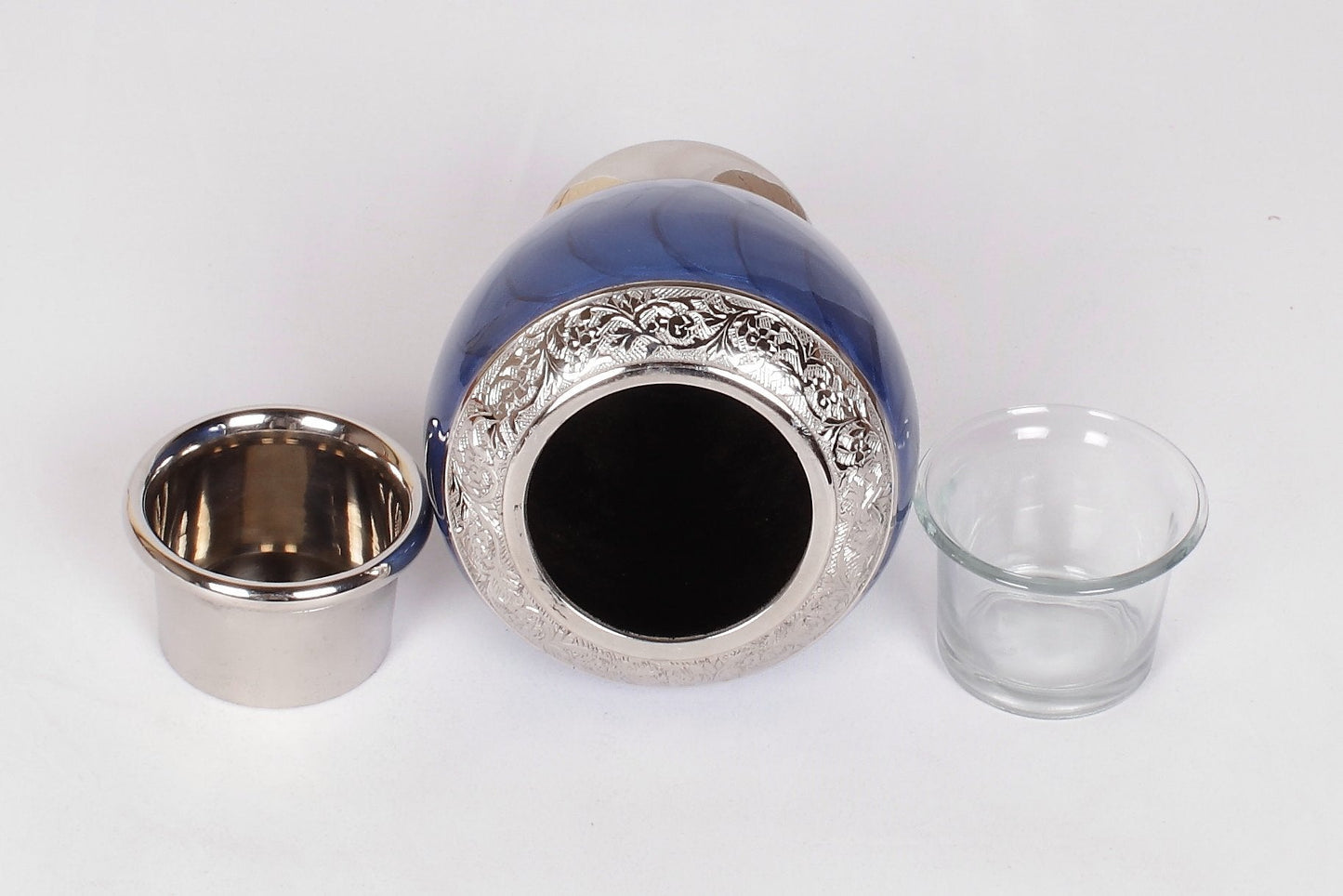 blue candle urn , blue child urn, Funeral memorial remembrance human ashes container mini adult child pet ashes urn teardrop brass large medium small urn