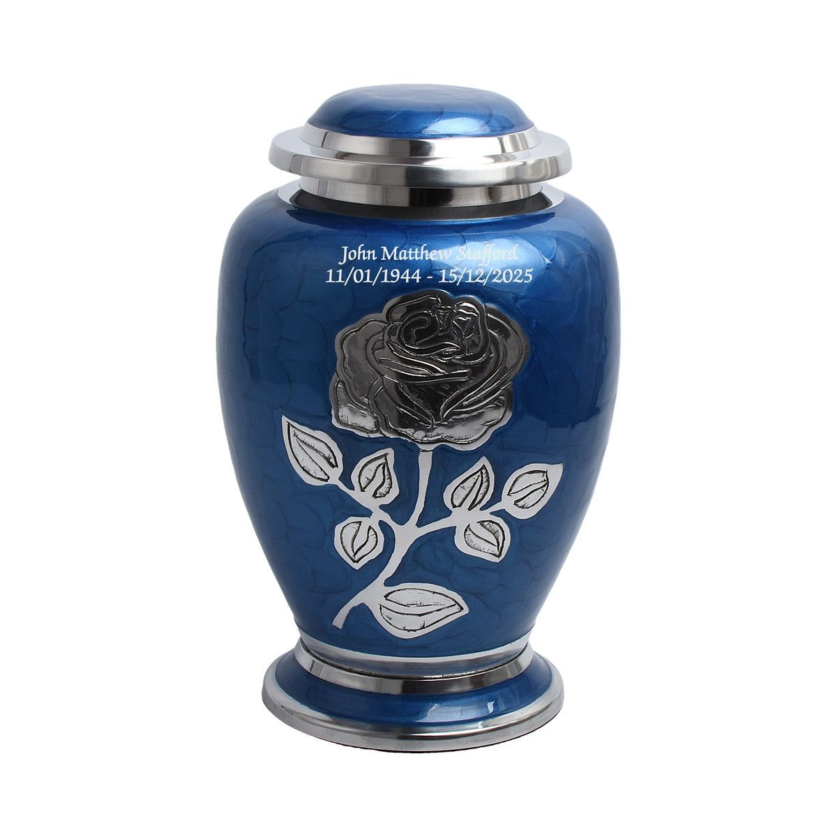 Blue Rose Flower Cremation Urn Dove Design