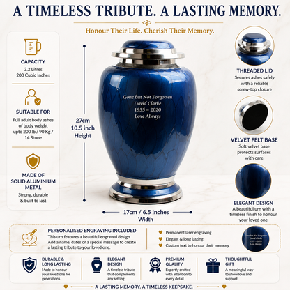 Blue and Silver Dove Shape Urn