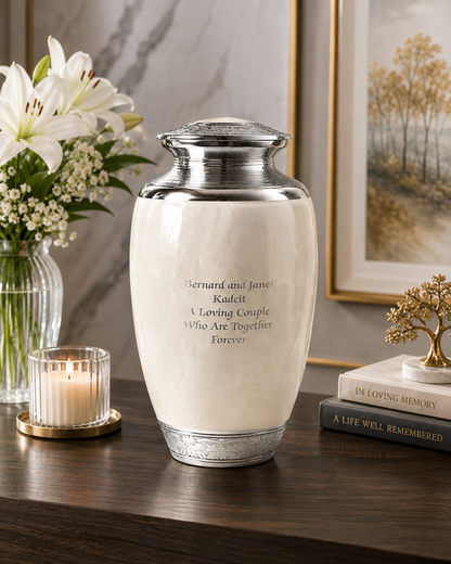 Pearl White Double Capacity Companion Urn  (425 Lb/190 Kg)
