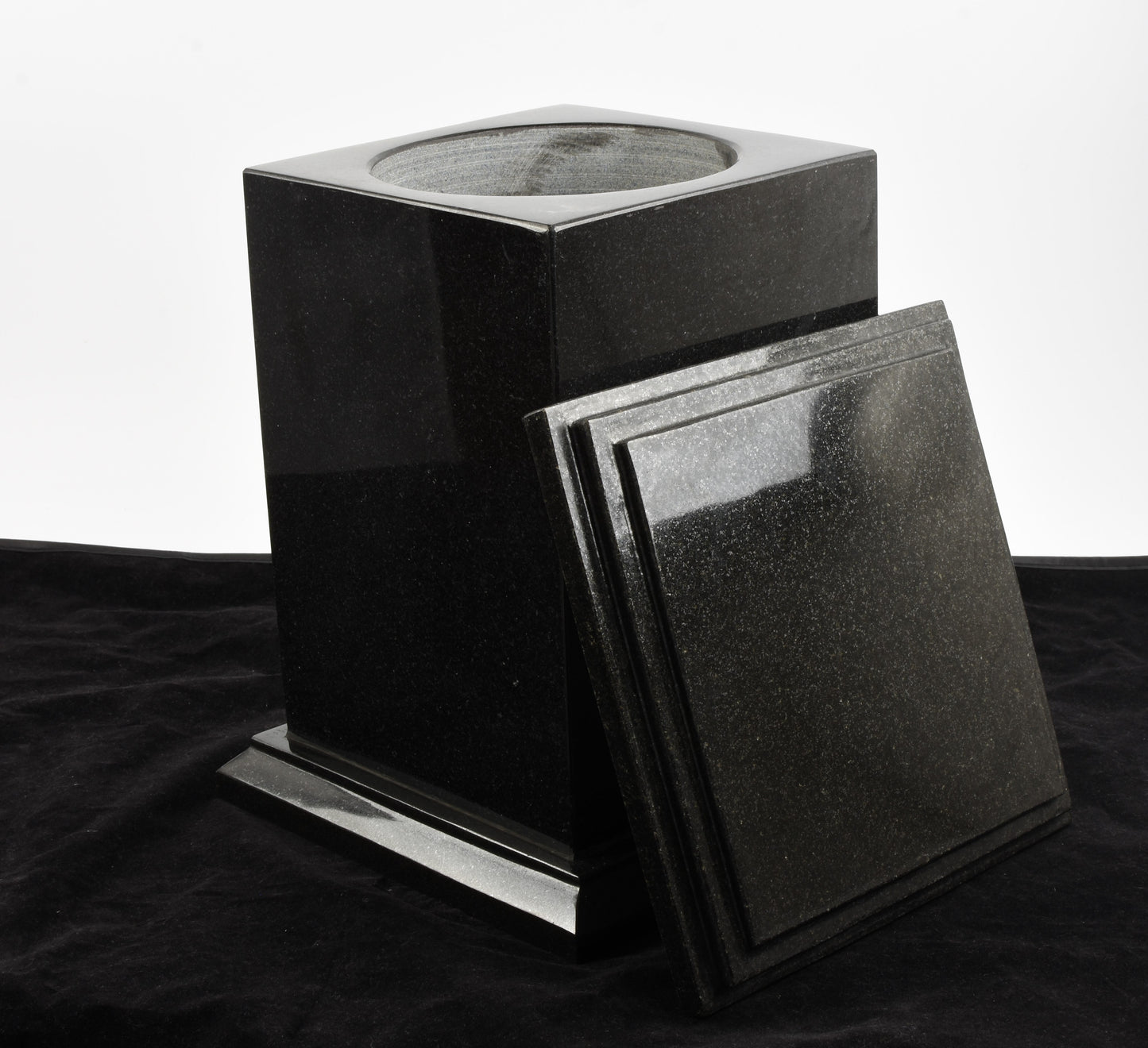 Black Granite Stone Marble Tall Casket Urn