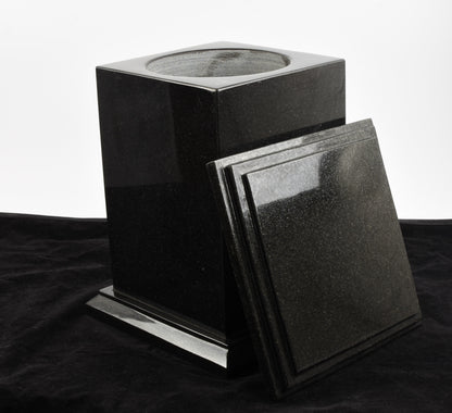 Black Granite Stone Marble Tall Casket Urn