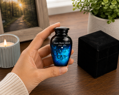 Blue Butterflies Mini Keepsake Urn