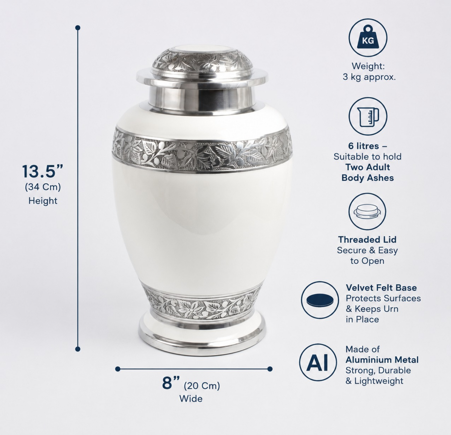 White 2 Body Ashes Companion Urn (365 Lb/165 Kg)