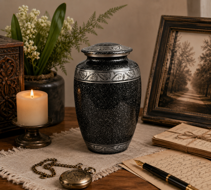 Adult Cremation Ashes Urn Black Marble Design