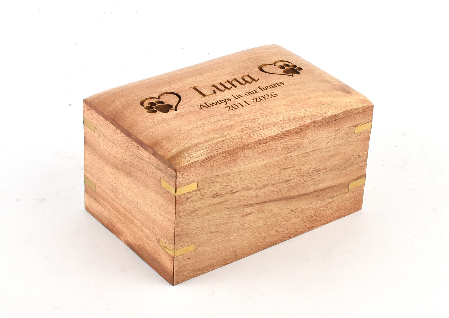 Personalised Wooden Pet Cremation Urn –Sizes M &  S