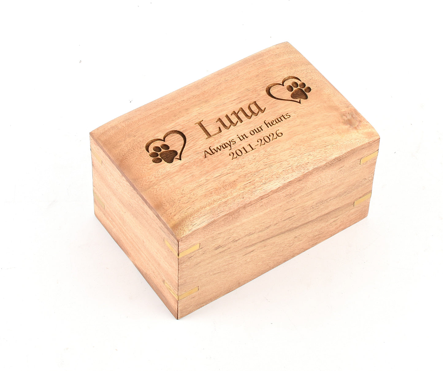 Personalised Wooden Pet Cremation Urn –Sizes M &  S