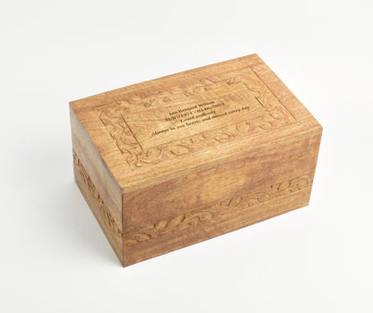 Large Carved Wood Biodegradable Casket