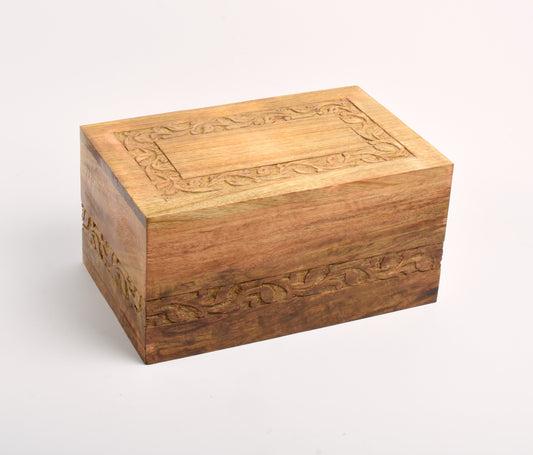Large Carved Wood Biodegradable Casket