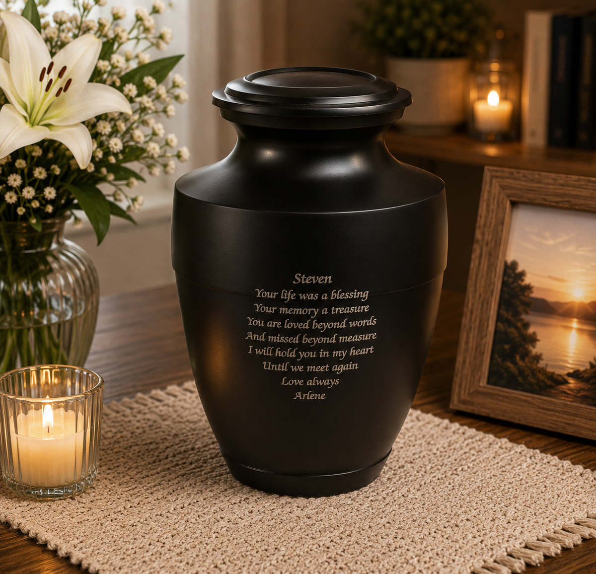Large Elegant Black Testi Urn