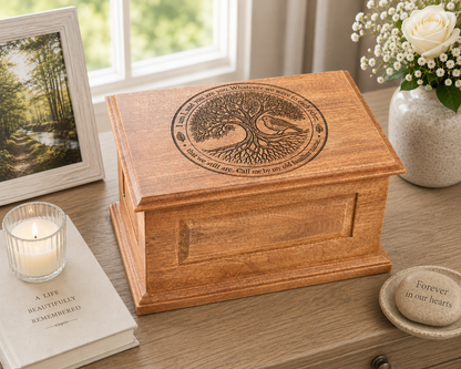 Adult Wood Tree and Robin Engraved  Cremation Ashes Urn