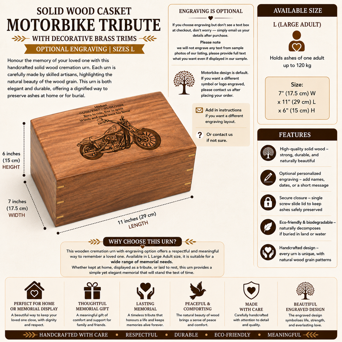 Large Solid Wood Casket Bike