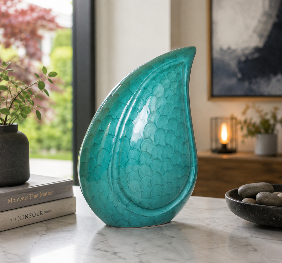 Green Teardrop Cremation Urn