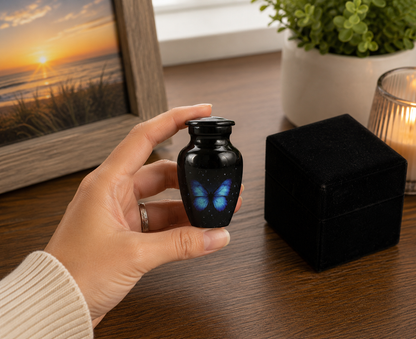 Mini Blue Butterfly with Stars Small Keepsake Urn