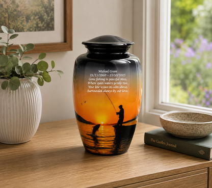 Sunset Fishing Design Adult Cremation Ashes Urn