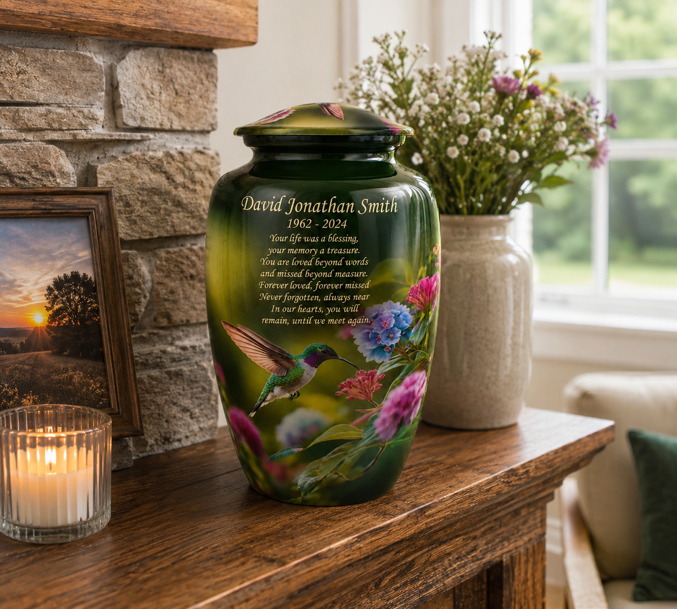 Hummingbird Garden Adult Cremation Ashes Urn