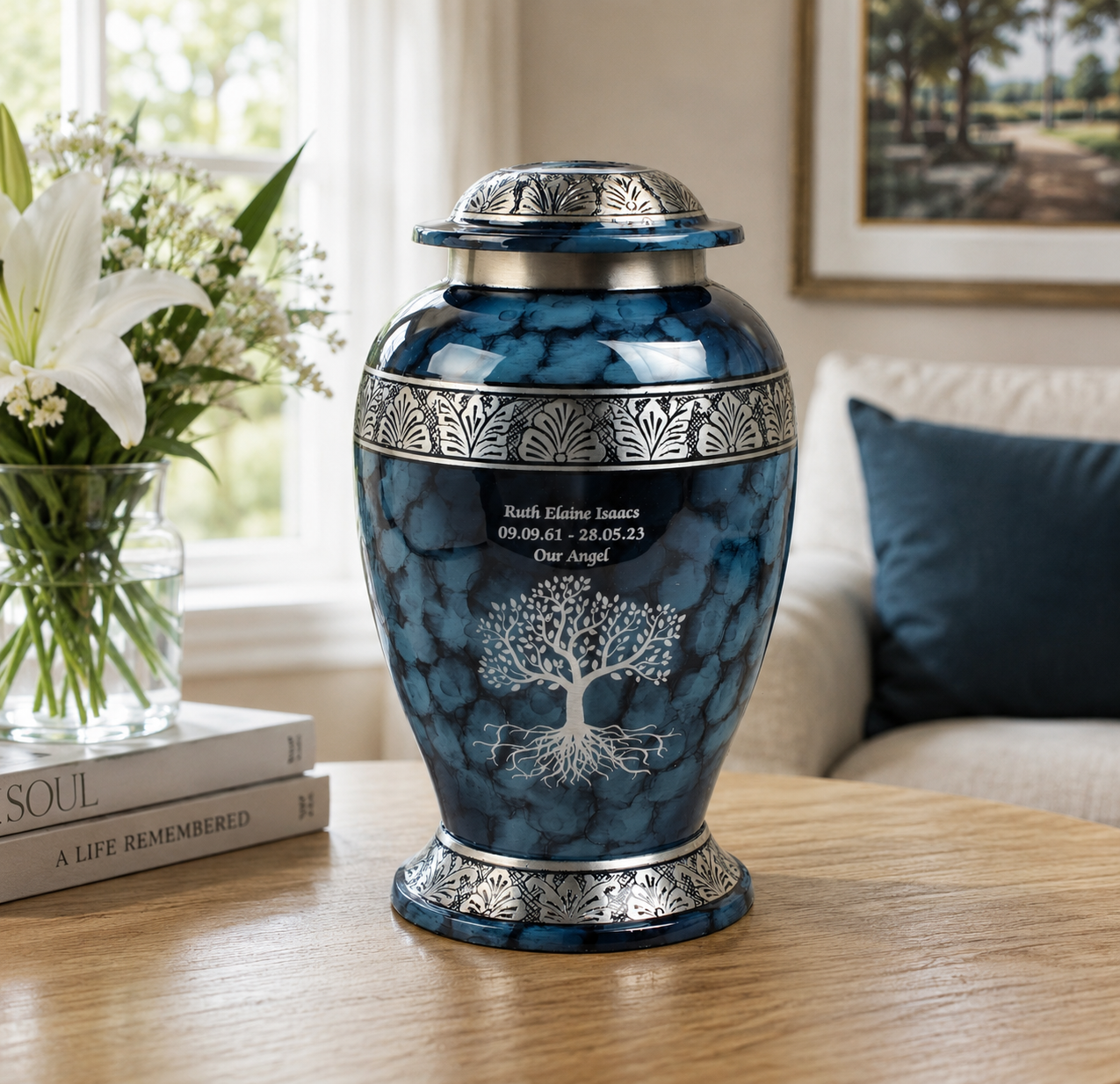 Blue Cloud Tree Of Life Urn