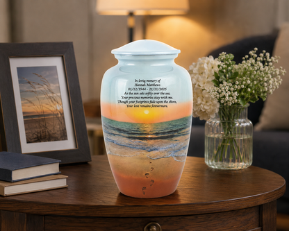 Sunset Footprint Adult Cremation Ashes Urn