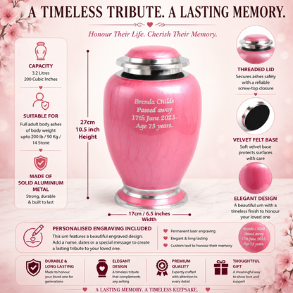 Pink and Silver Dove Shape Urn