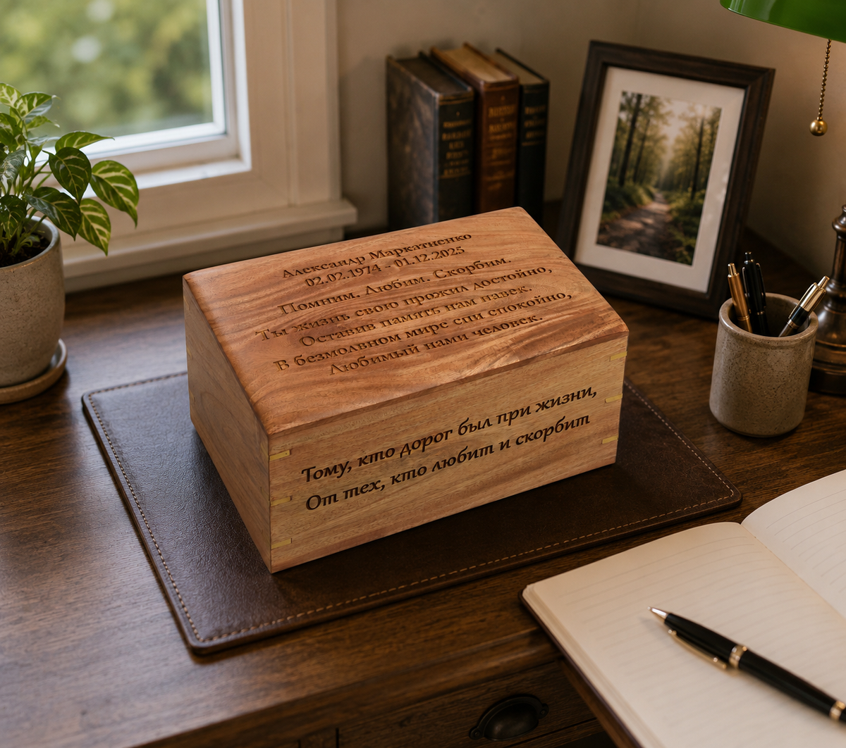 Large Solid Wood Casket With Decorative Corner Strips