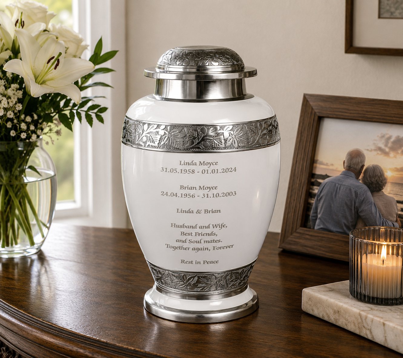 White 2 Body Ashes Companion Urn (365 Lb/165 Kg)