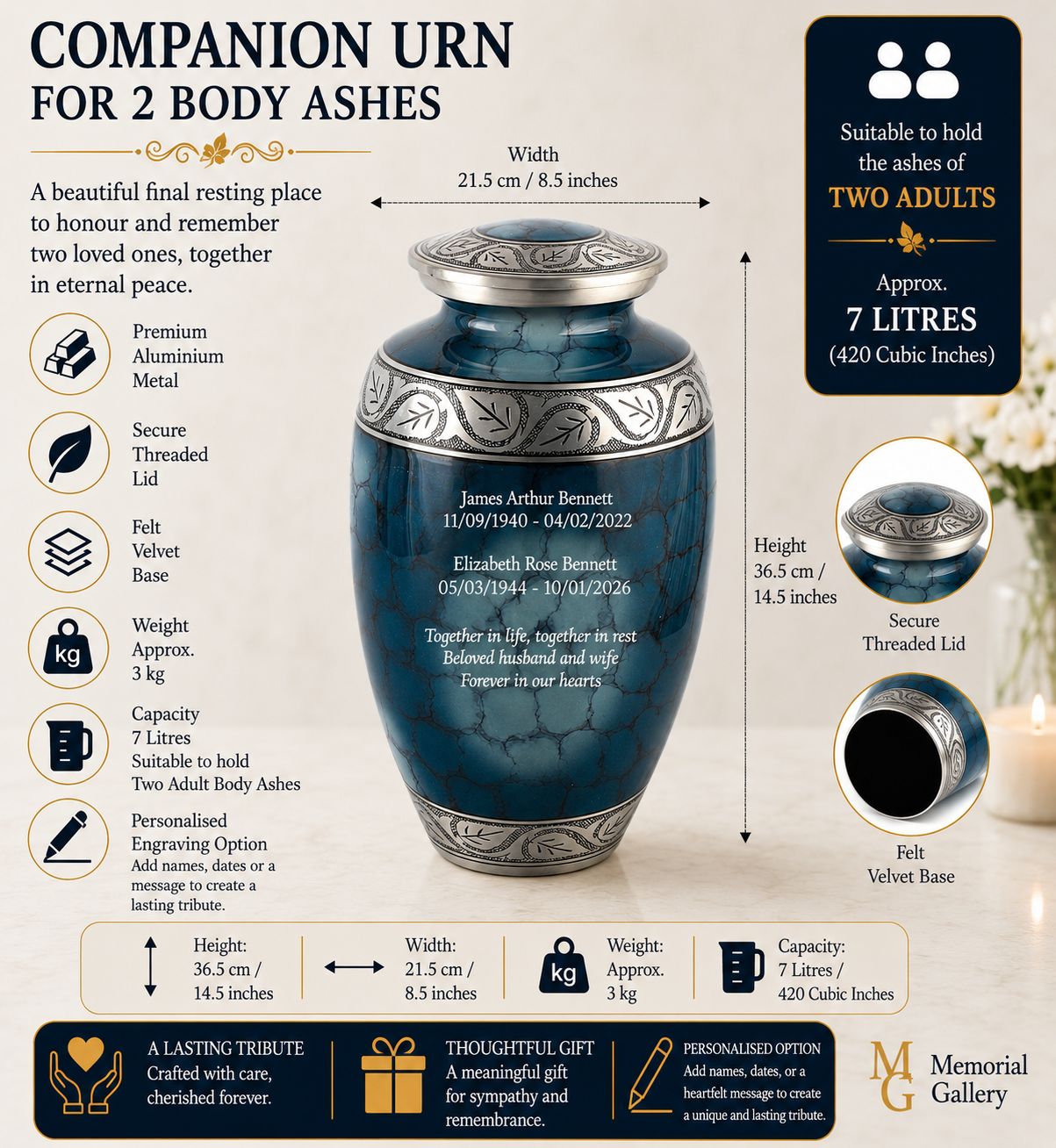 Blue Cloud Double Capacity Companion Urn (425 Lb/190 Kg)