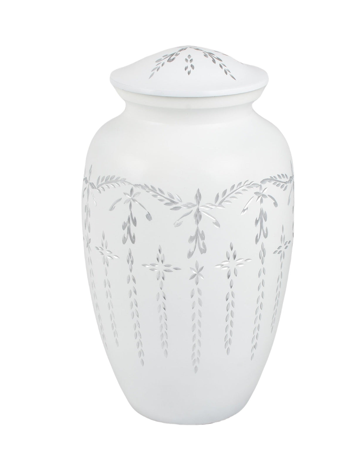 White Diamond/ Diamante Aluminium Cremation Urn- Hand Made