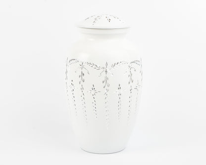 White Diamond/ Diamante Aluminium Cremation Urn- Hand Made