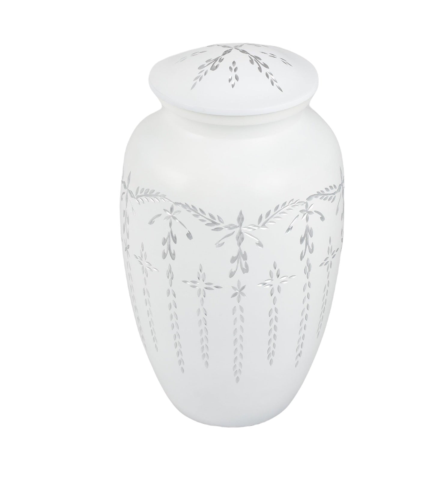 White Diamond/ Diamante Aluminium Cremation Urn- Hand Made