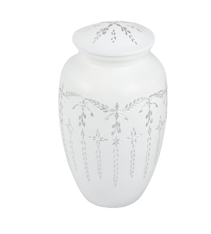 White Diamond/ Diamante Aluminium Cremation Urn- Hand Made
