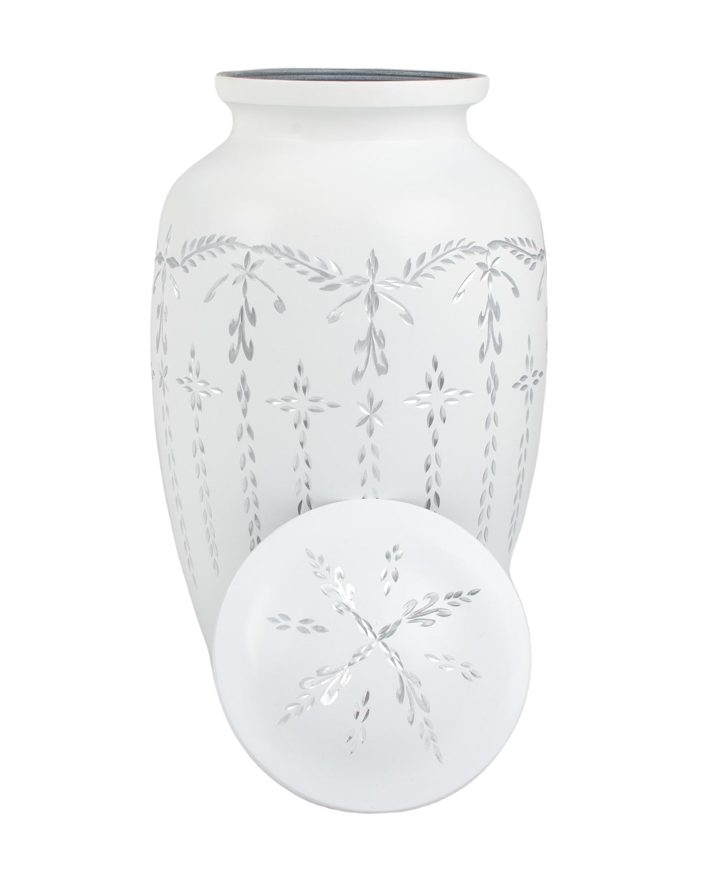 White Diamond/ Diamante Aluminium Cremation Urn- Hand Made