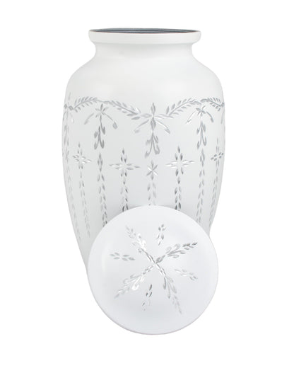 White Diamond/ Diamante Aluminium Cremation Urn- Hand Made