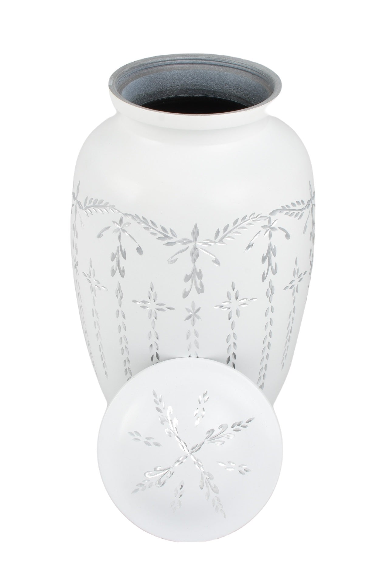 White Diamond/ Diamante Aluminium Cremation Urn- Hand Made